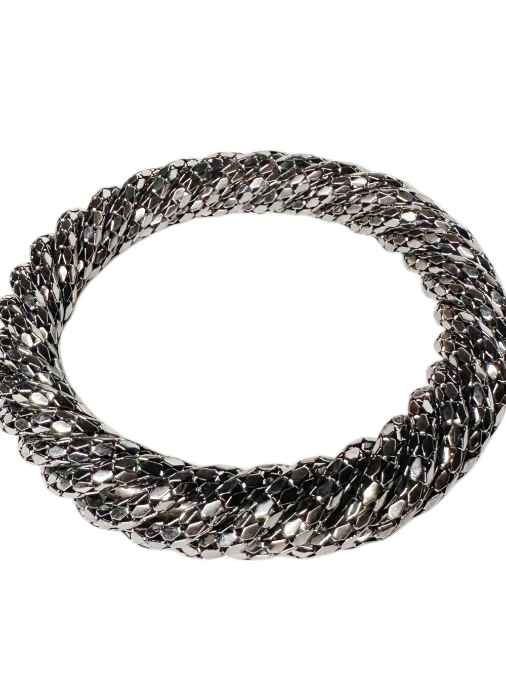 Silver Chain Wrapped Bangle Bracelet -  Women Jewelry